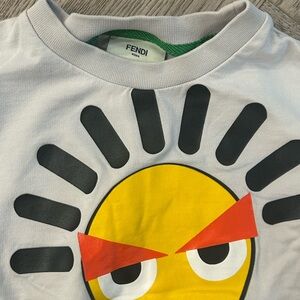 Fendi Kids Yellow and Black Graphic Tee